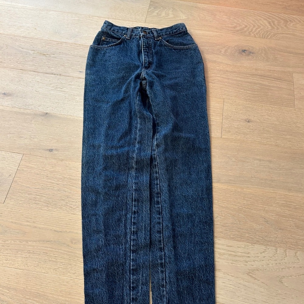Vintage Levis Brown Tab High Waisted Straight Leg Jeans Dark Wash USA Made Sz 7